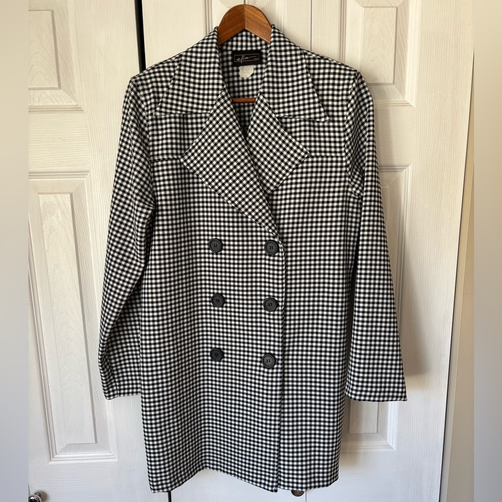 Erica USA Vintage Houndstooth Black and White Blazer Size Medium
